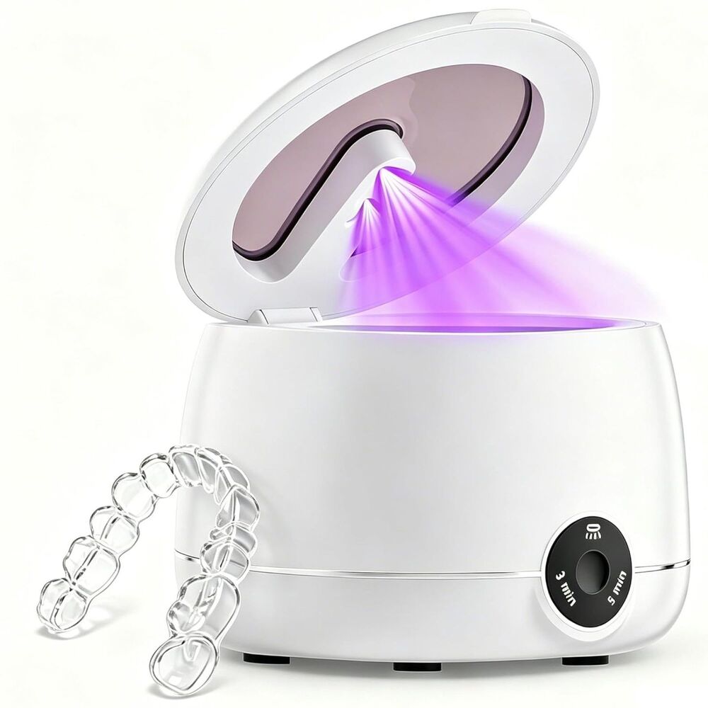 Ultrasonic Retainer Cleaner Machine 45kHz UV Denture Invisalign Razor Jewelry
